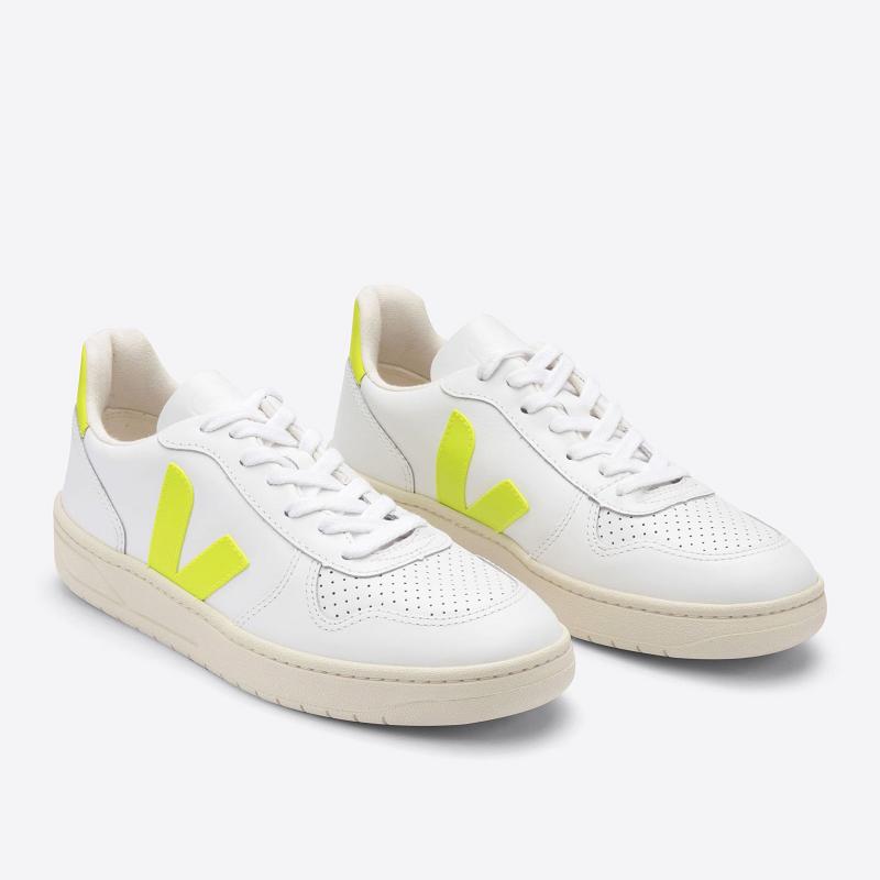 Zapatillas Veja Hombre España - V-10 Tenis Blancas Cuero ES3950428